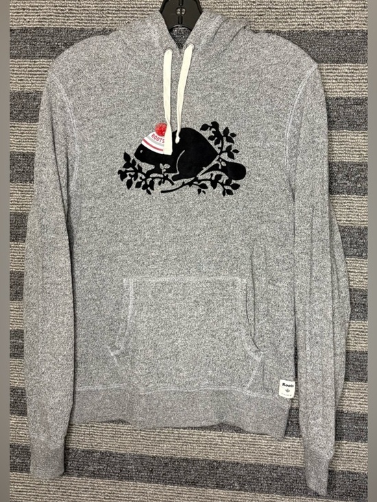 Roots Tops - Roots Gray Pullover Beaver Logo Hoodie Sweatshirt Women’s Small EUC
